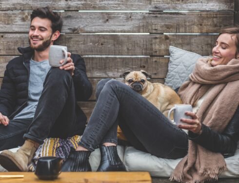 happy family with pets
